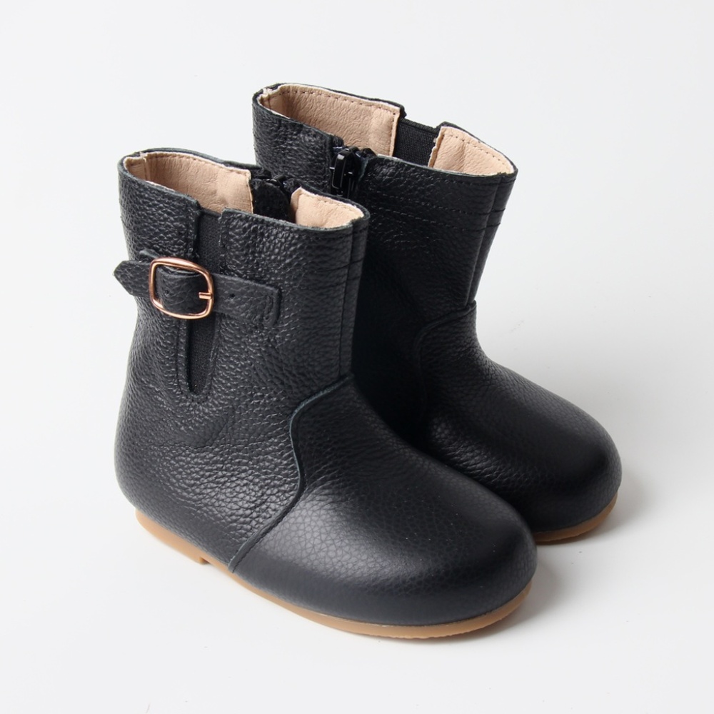 Toddler Black Boots Non-Slip Weatherproof Boots Leather Toddler boots Shoes